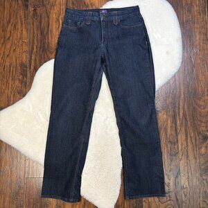 NYDJ Jeans 10 Straight Leg Dark Wash Mid-Rise Stretch Women's